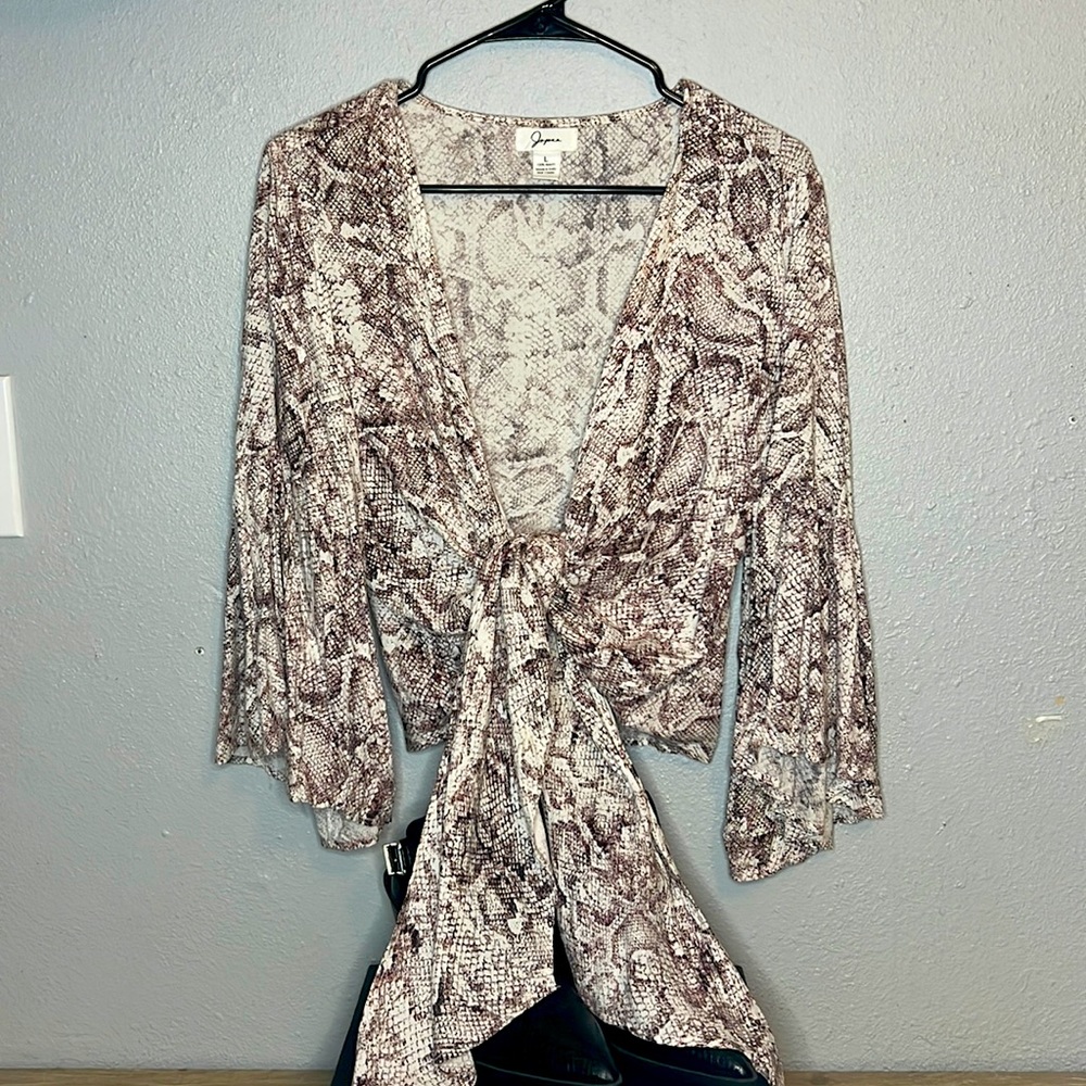 Snake print wrap crop top